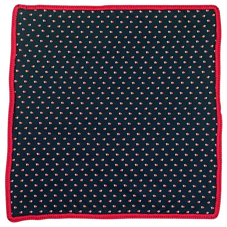 Navy Fragile with Red Signature Border - Sebastian Cruz Couture