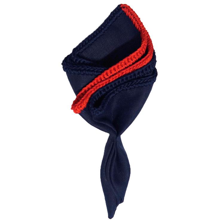 Navy Scuro with Navy Blue and Red Signature Border - Sebastian Cruz Couture