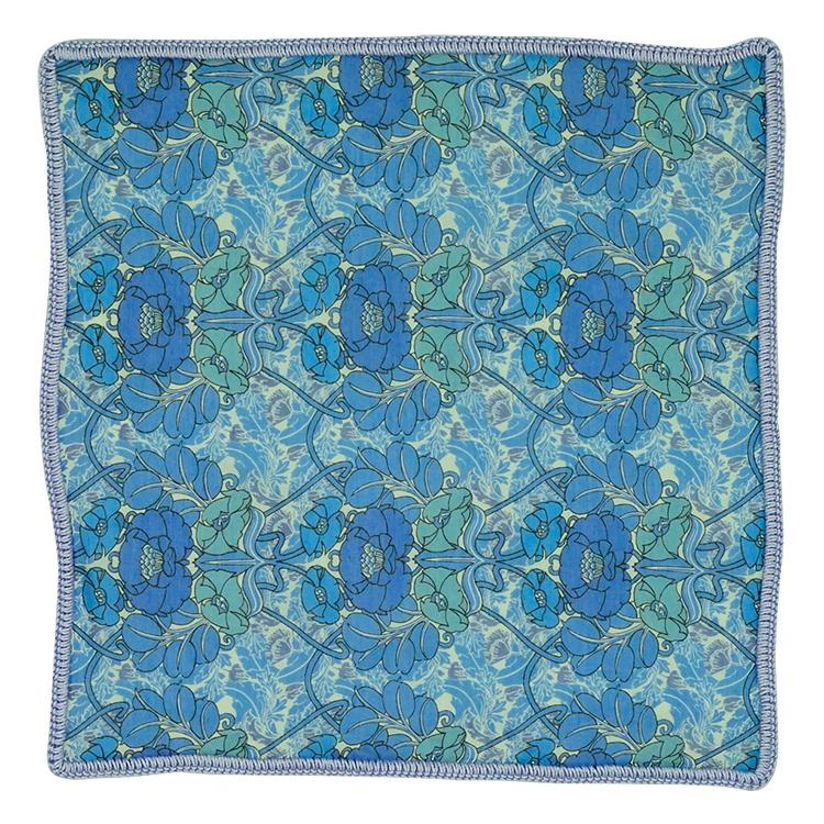 Lotus Giardino with Sky Blue Signature Border - Sebastian Cruz Couture