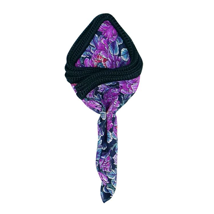 Cosmo Fiori with Navy Blue Signature Border - Sebastian Cruz Couture