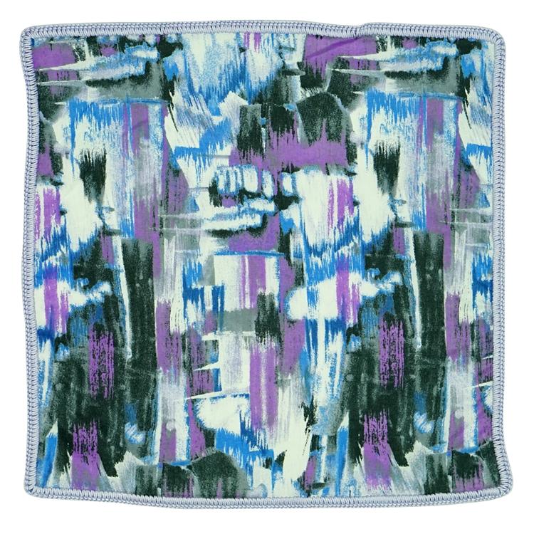 Iris Astratto with Lilac Blue Signature Border - Sebastian Cruz Couture
