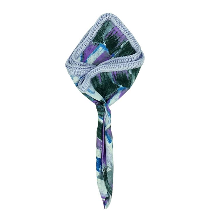 Iris Astratto with Lilac Blue Signature Border - Sebastian Cruz Couture