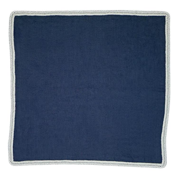 Navy Scuro with Silver Flake Signature Border - Sebastian Cruz Couture