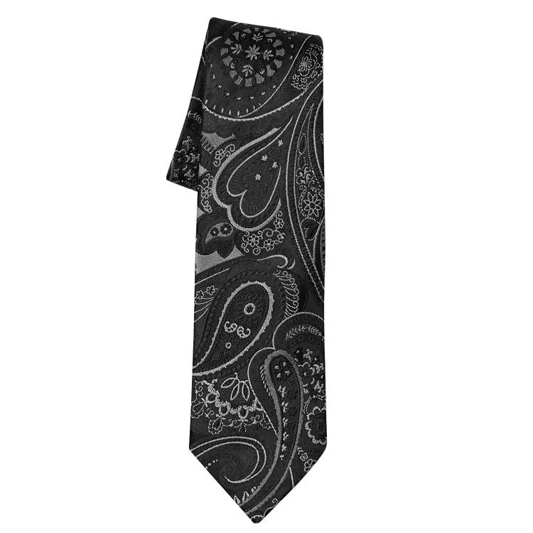 Venetian Paisley Tie in Black Argento Luxury Necktie