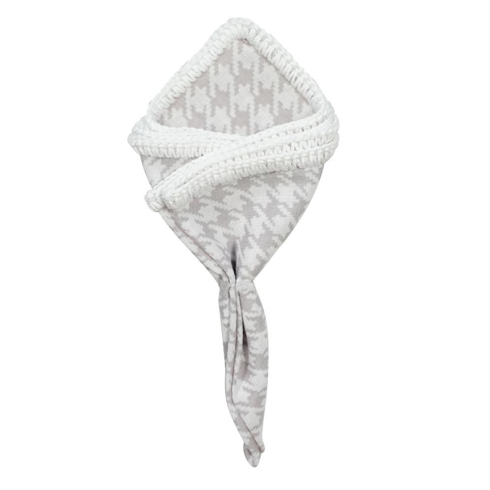 Taupe Houndstooth with White Signature Border