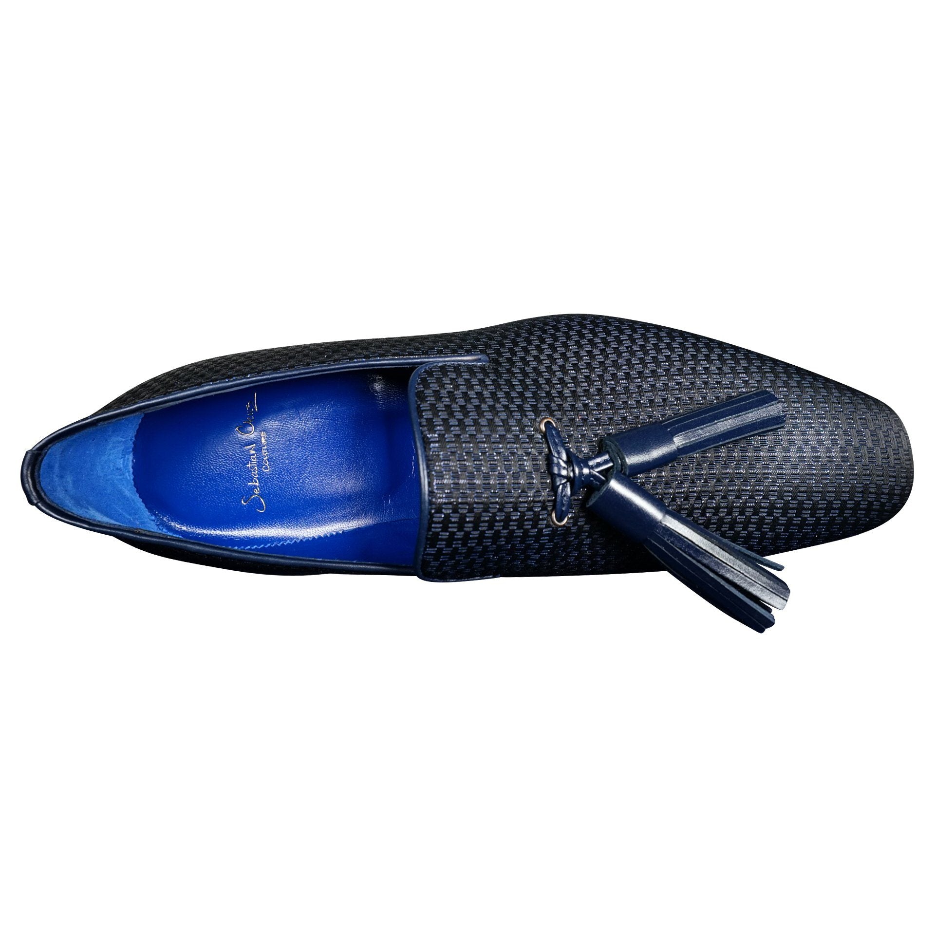 Navy Blue Diamante Tassel Loafer