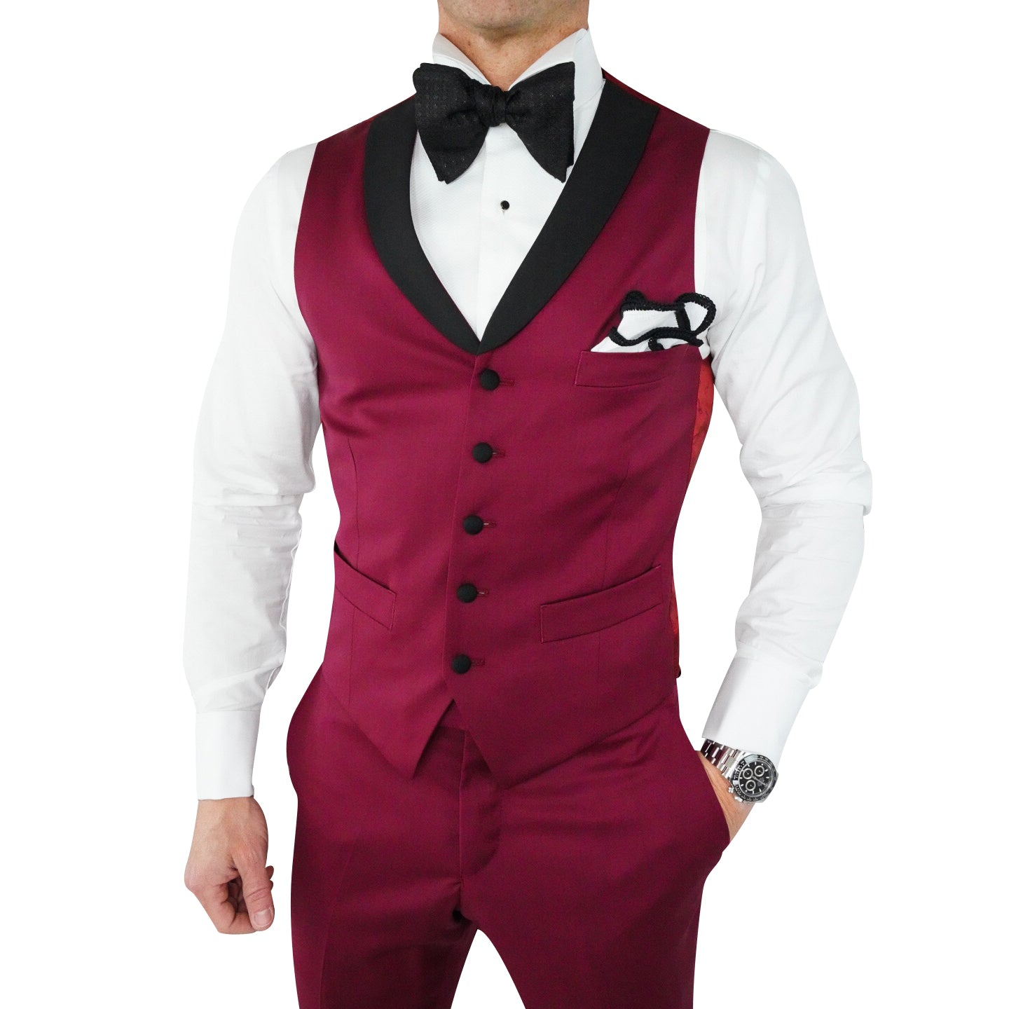 Burgundy Red And Black Suit Vest Wedding Suits Black Suit Maroon