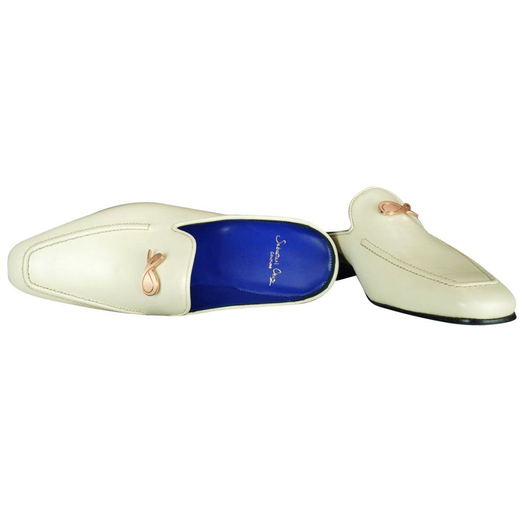 Classica Mascarpone With Rose Gold Hardware Leather Slippers