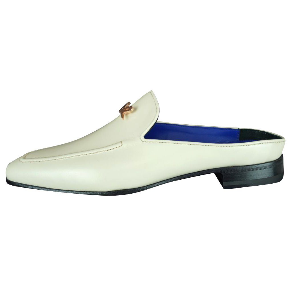 Classica Mascarpone With Rose Gold Hardware Leather Slippers