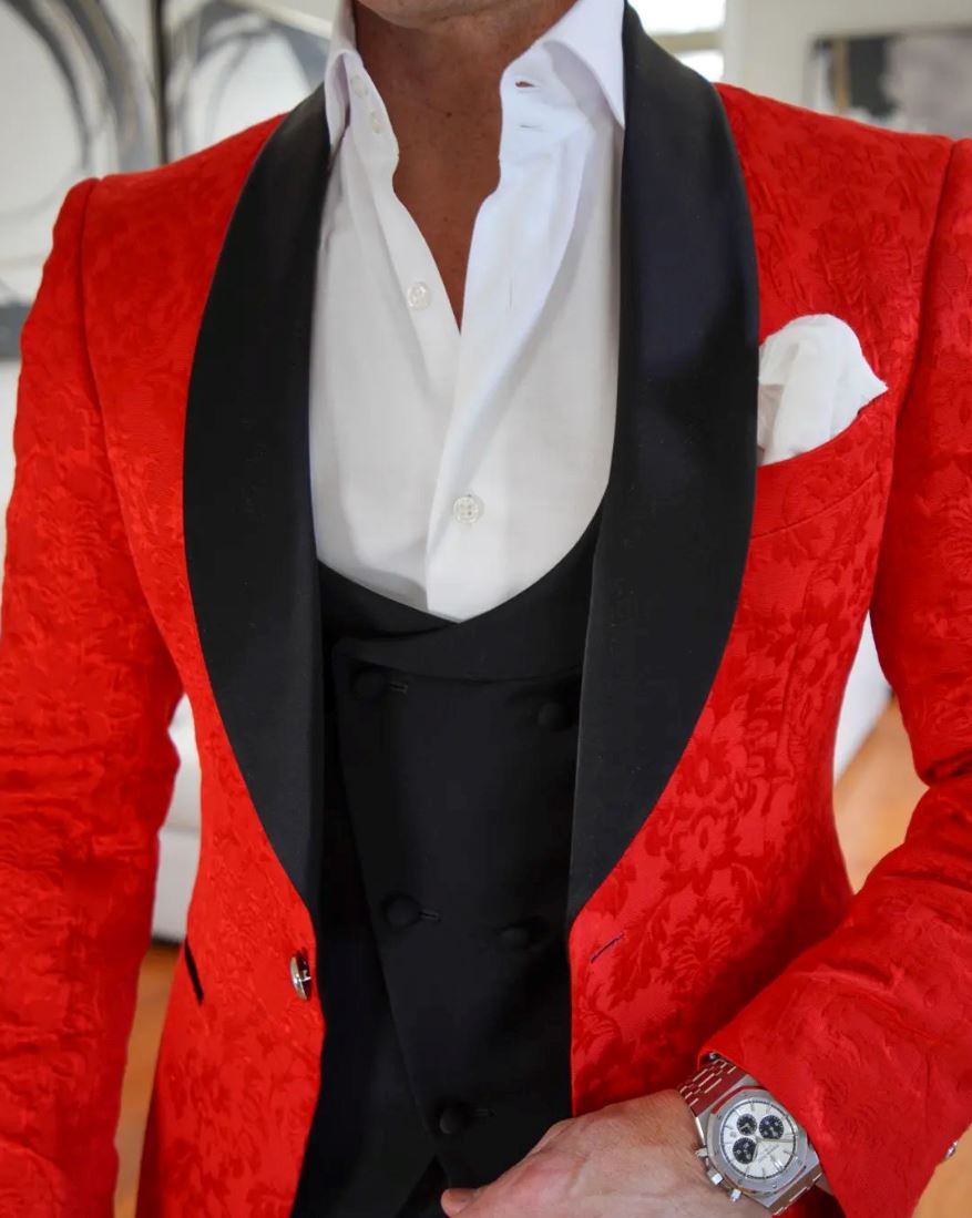 Red & Black Fiore Dinner Jacket