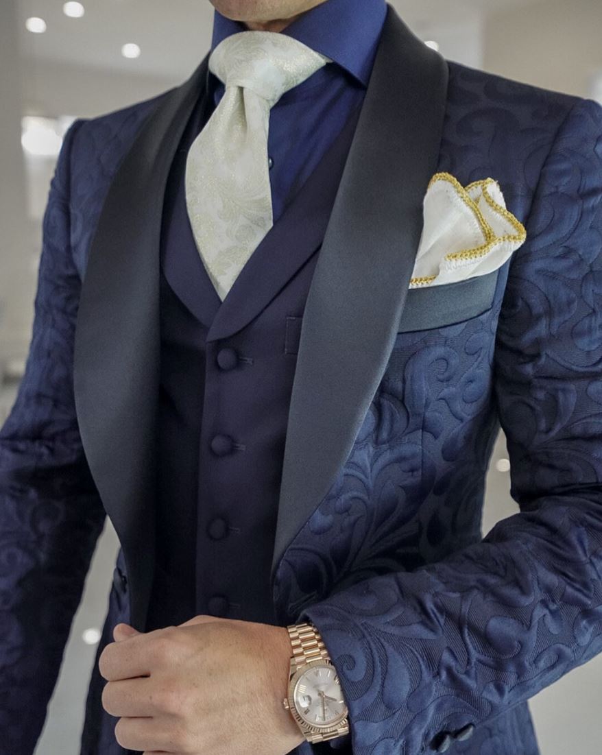 Navy Blue Paisley Dinner Jacket @ The Vault