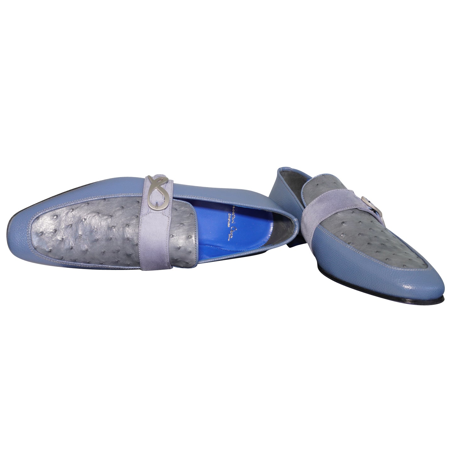 Aegean Ostrich Monk Silver Loafer @ The Vault