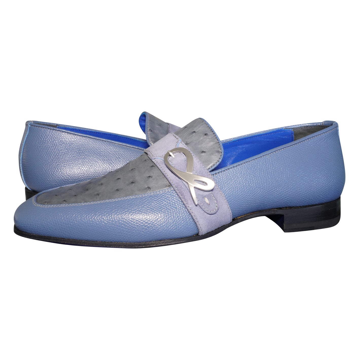 Aegean Ostrich Monk Silver Loafer @ The Vault