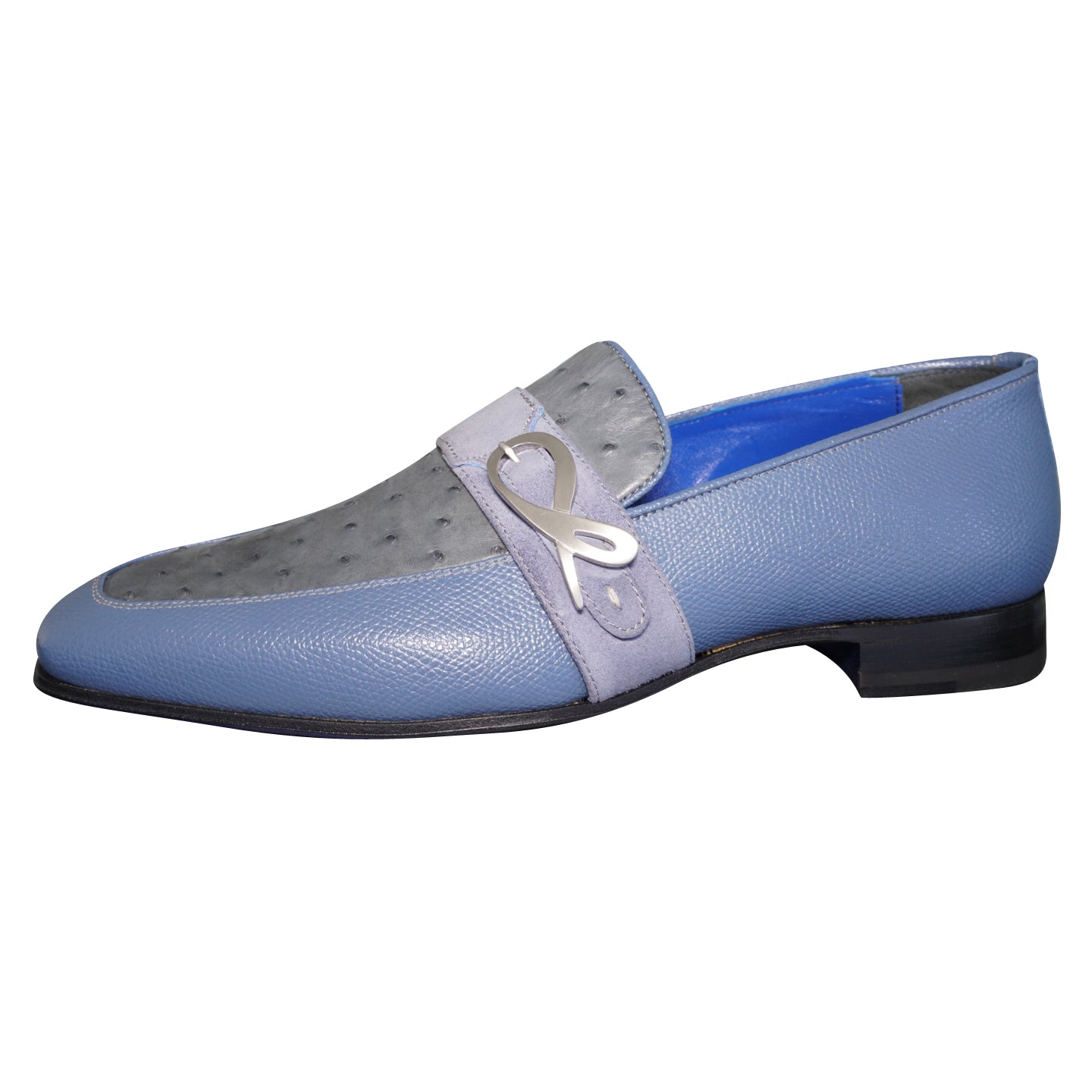 Aegean Ostrich Monk Silver Loafer @ The Vault