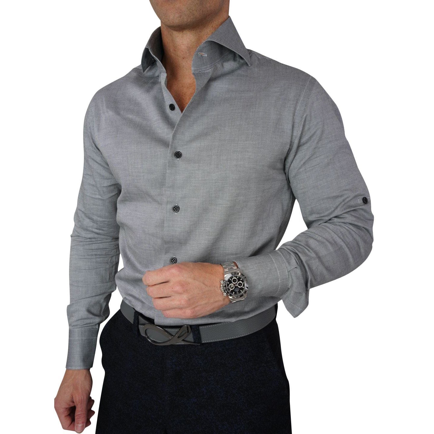 Grey Birdseye Dress Shirt