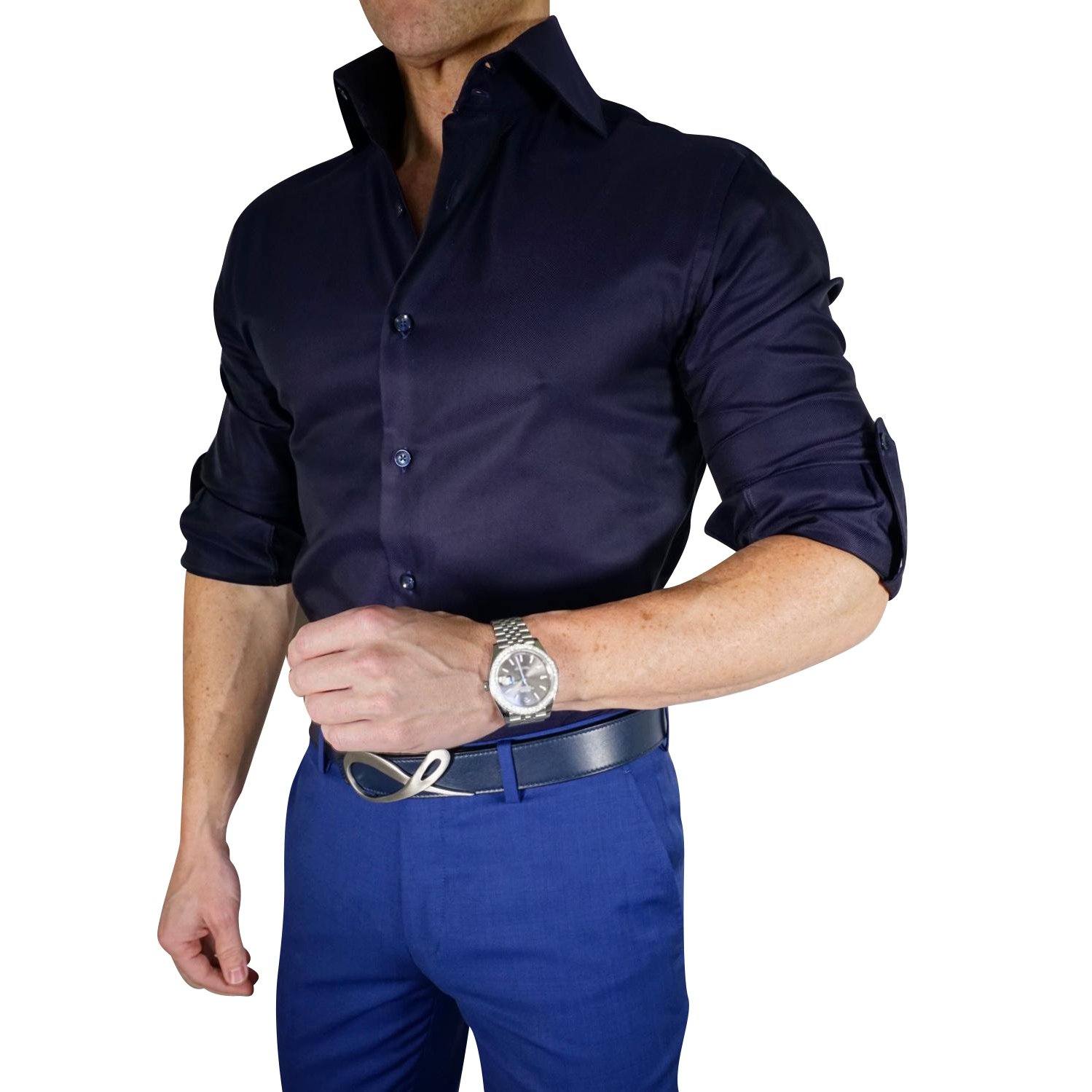 Navy Weavetex Dress Shirt @ The Vault