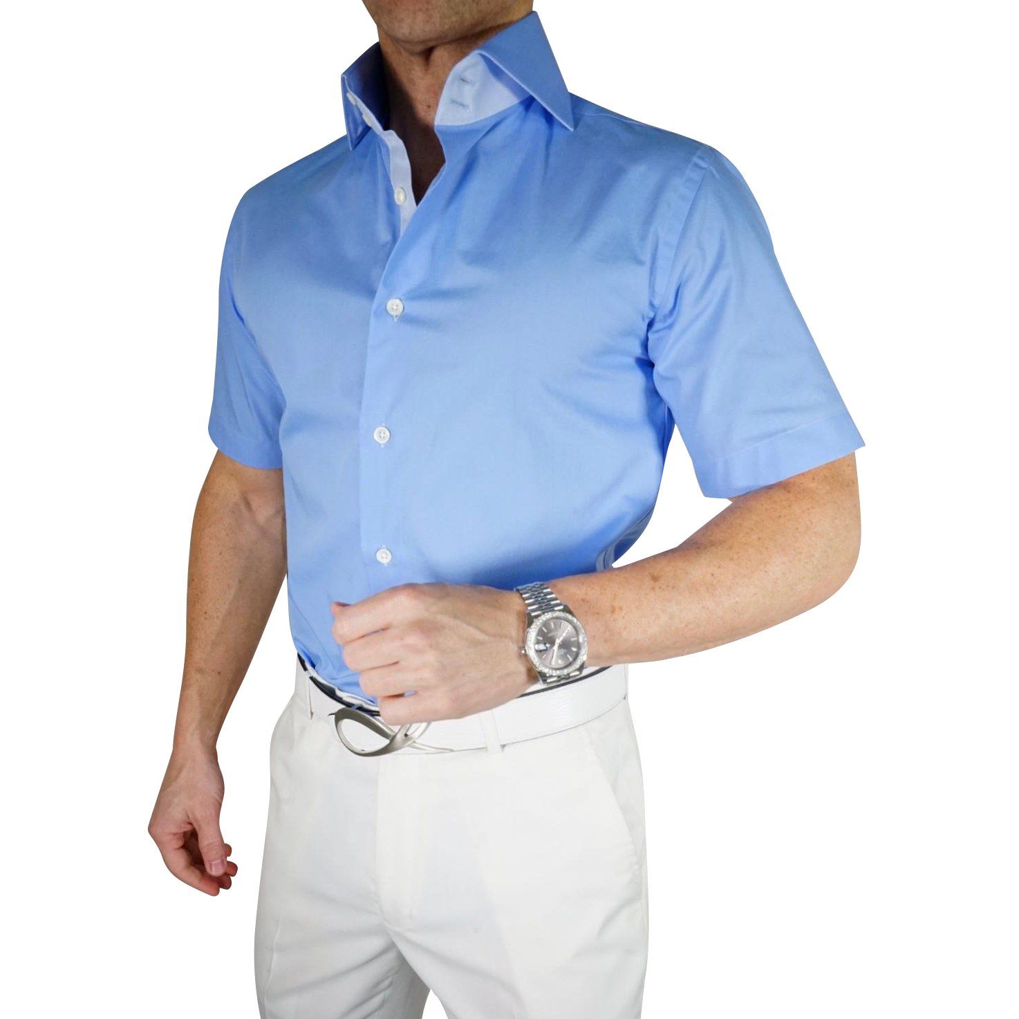 Blu Poplin Short Sleeve Shirt