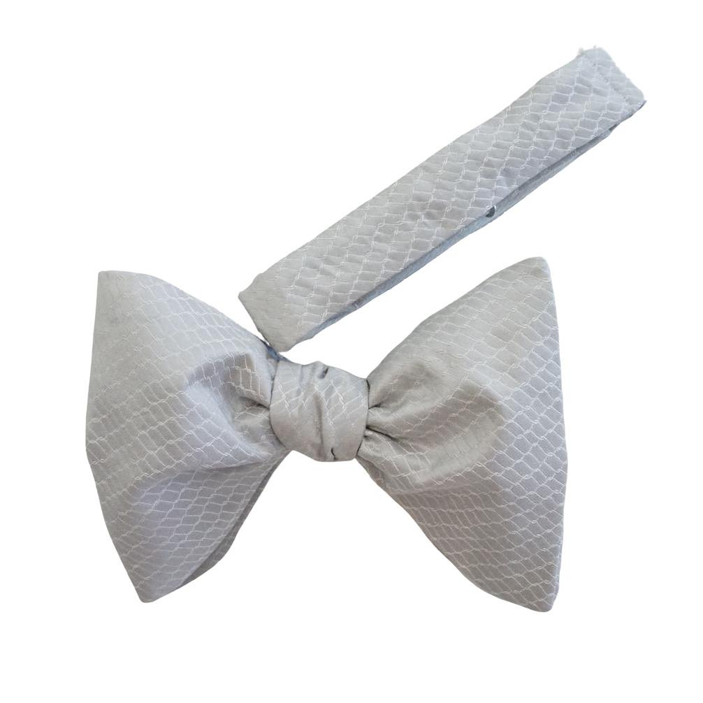 Silver Serpente Jumbo Pre Tied Butterfly Bow Tie