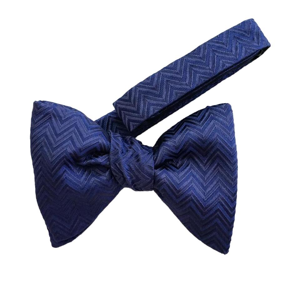 Blu Chevron Jumbo Pre Tied Butterfly Bow Tie