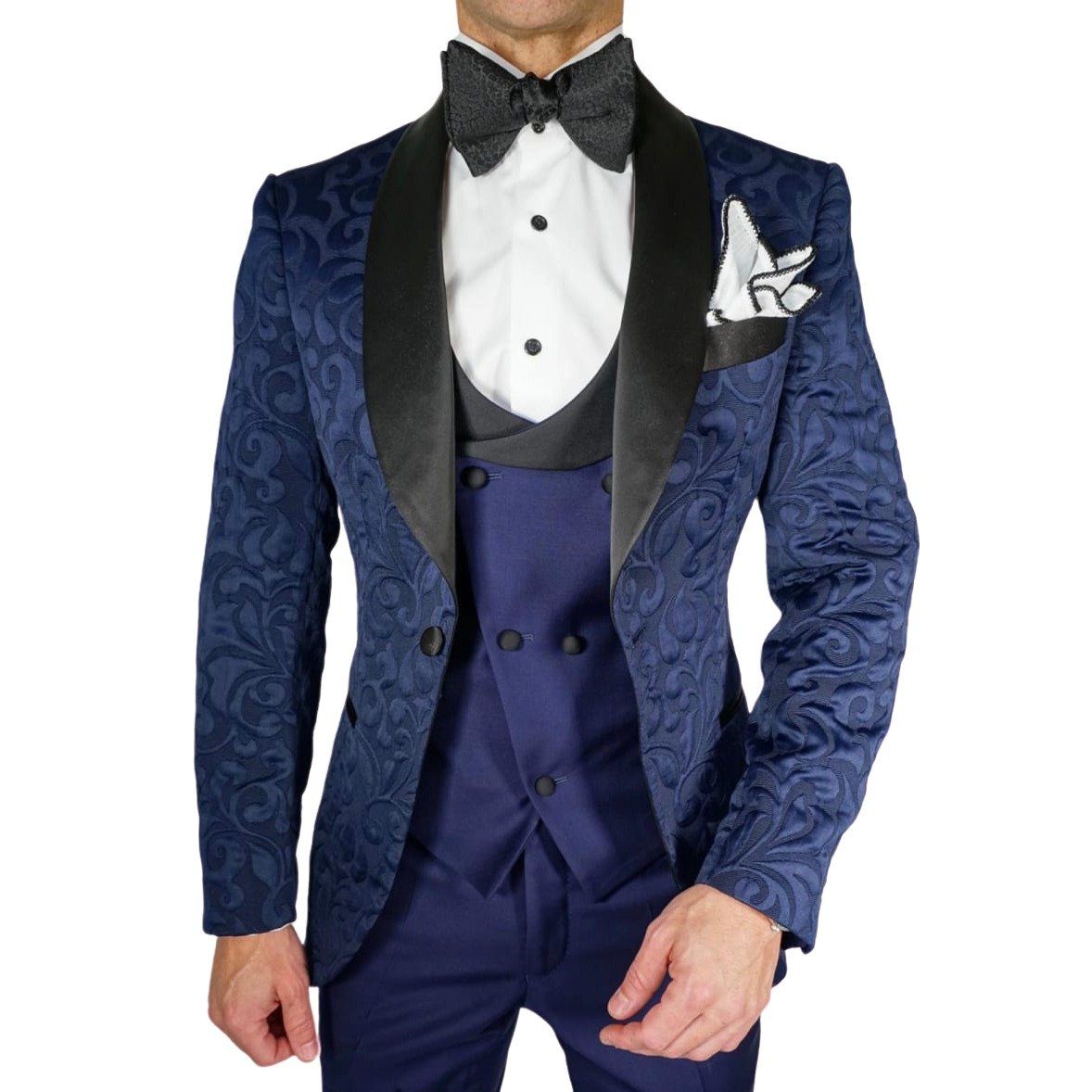 Navy Blue & Black Paisley Dinner Jacket @ The Vault