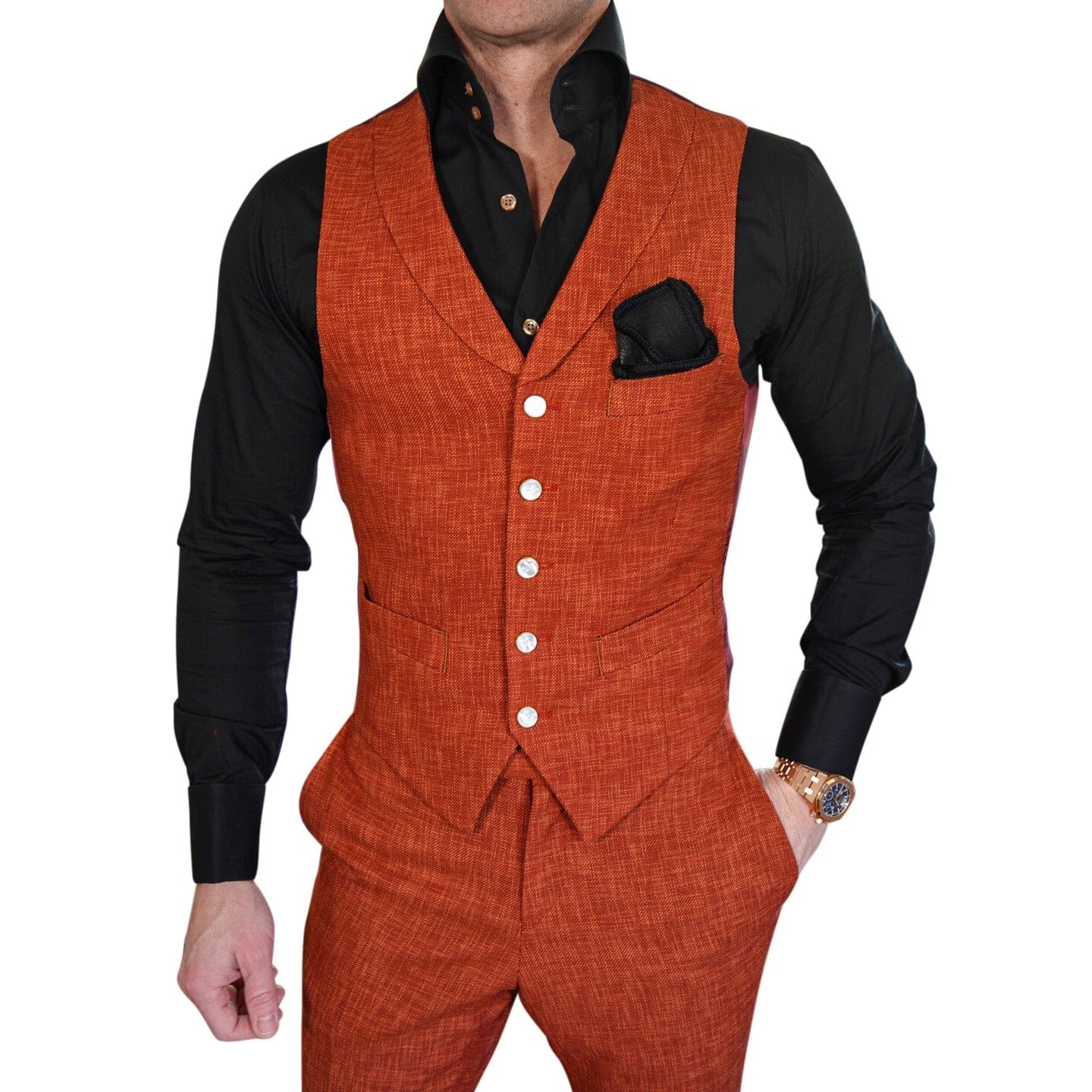 Brick Lino Tweed Ciottoli Waistcoat