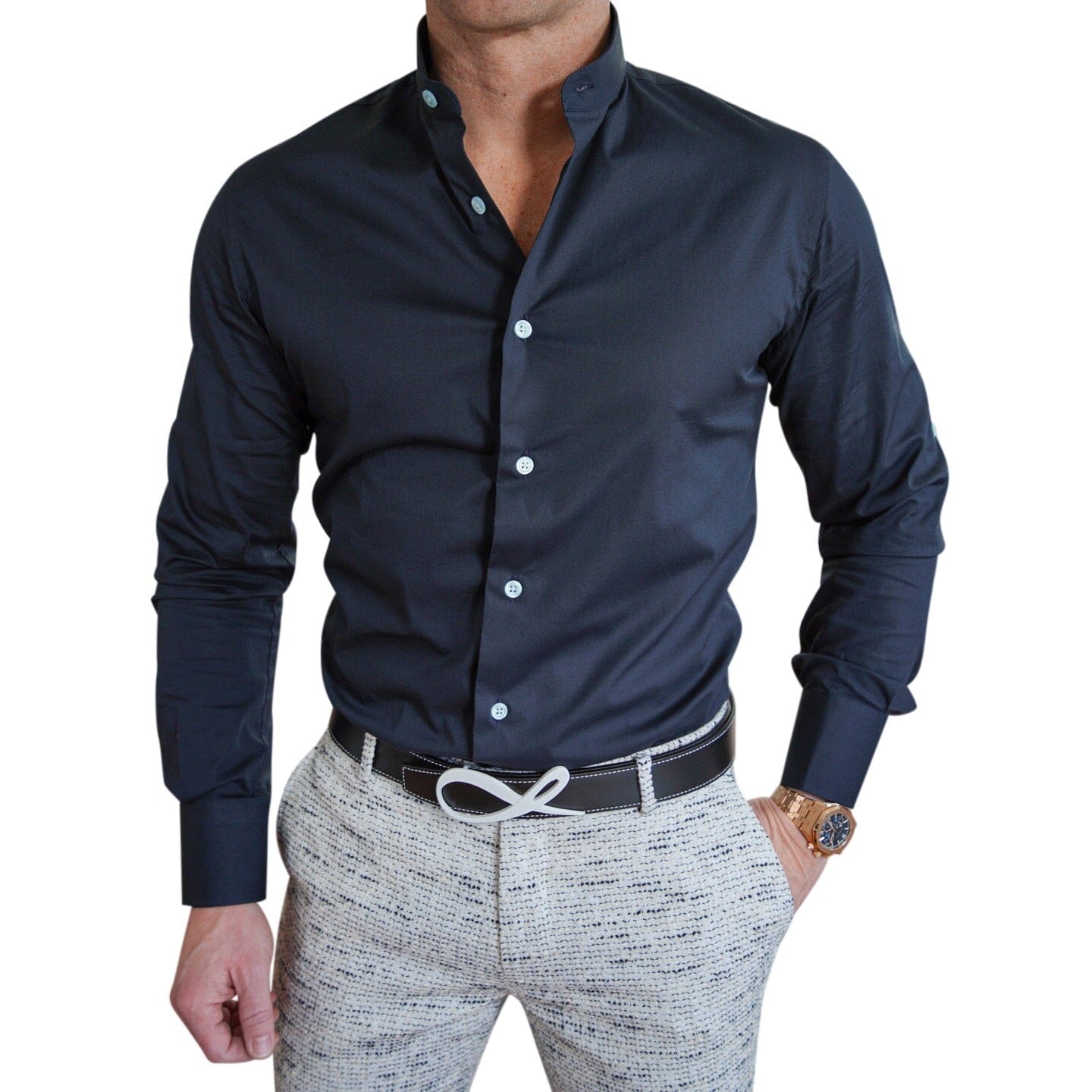 Ash Black Signature Mandarin Dress Shirt