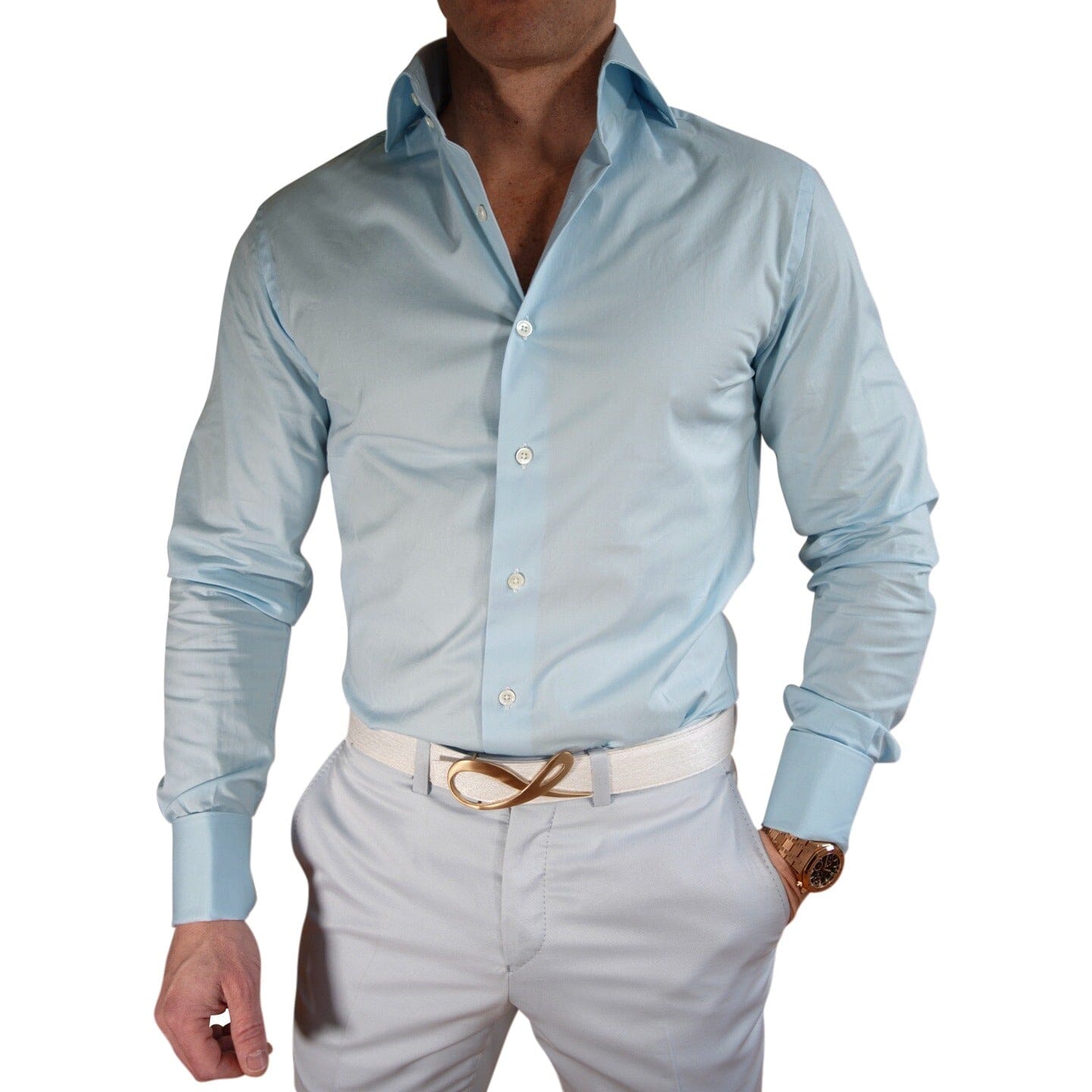 chinese dress ladies Luxury Cotton Dress Shirt Pink | Handmade in Italy main image 1