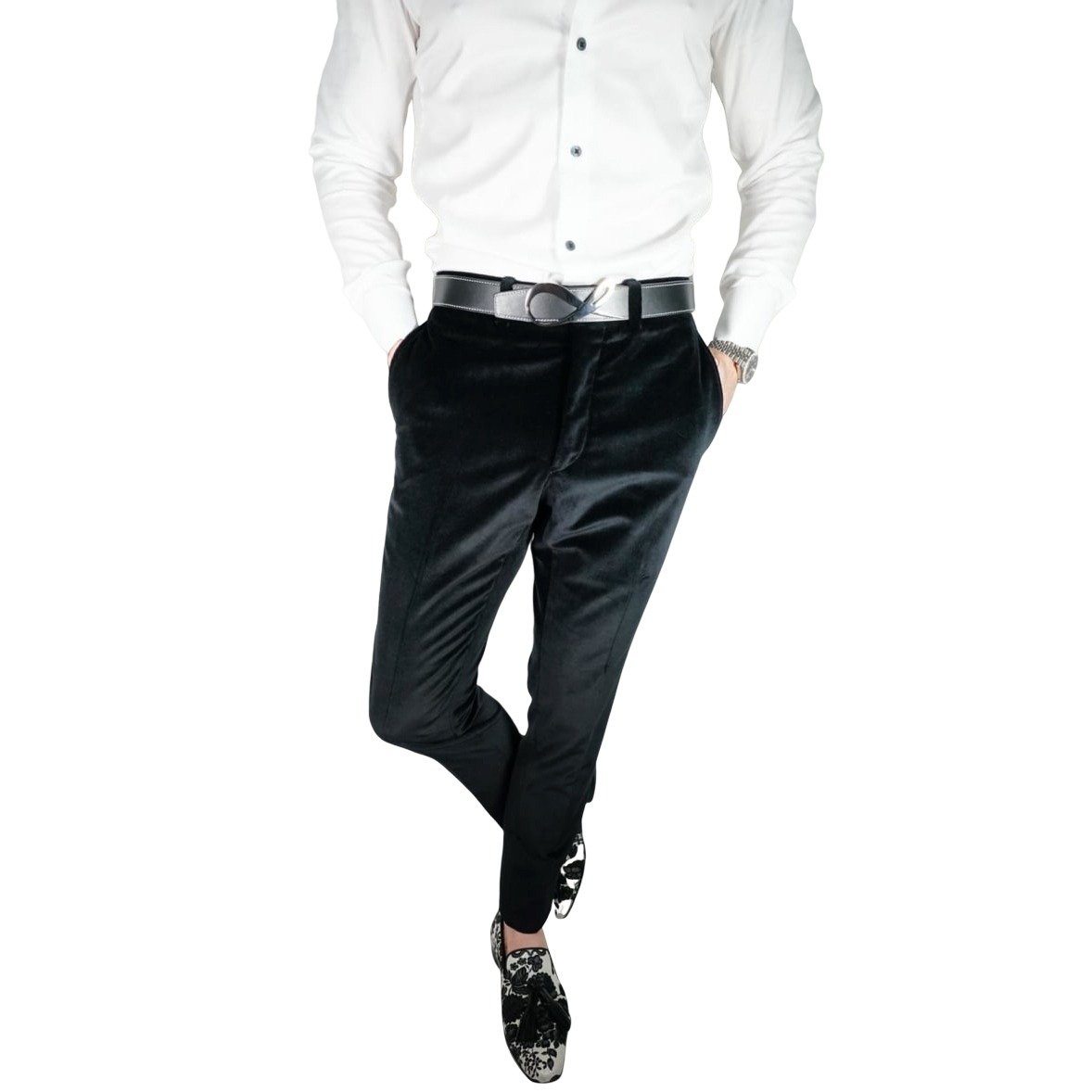 Fashion Black Velvet Pants For Men Black Velvet Trousers 29x34
