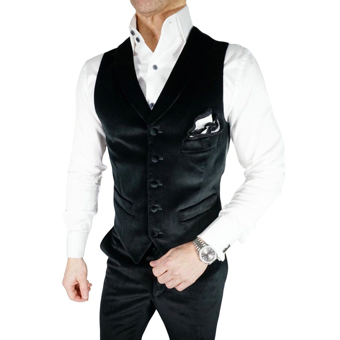 Black Velvet Ciottoli Waistcoat