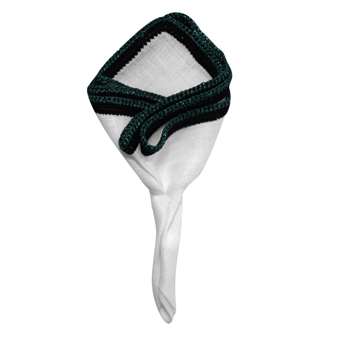 White Nieve With Black And Hunter Green Flake Border