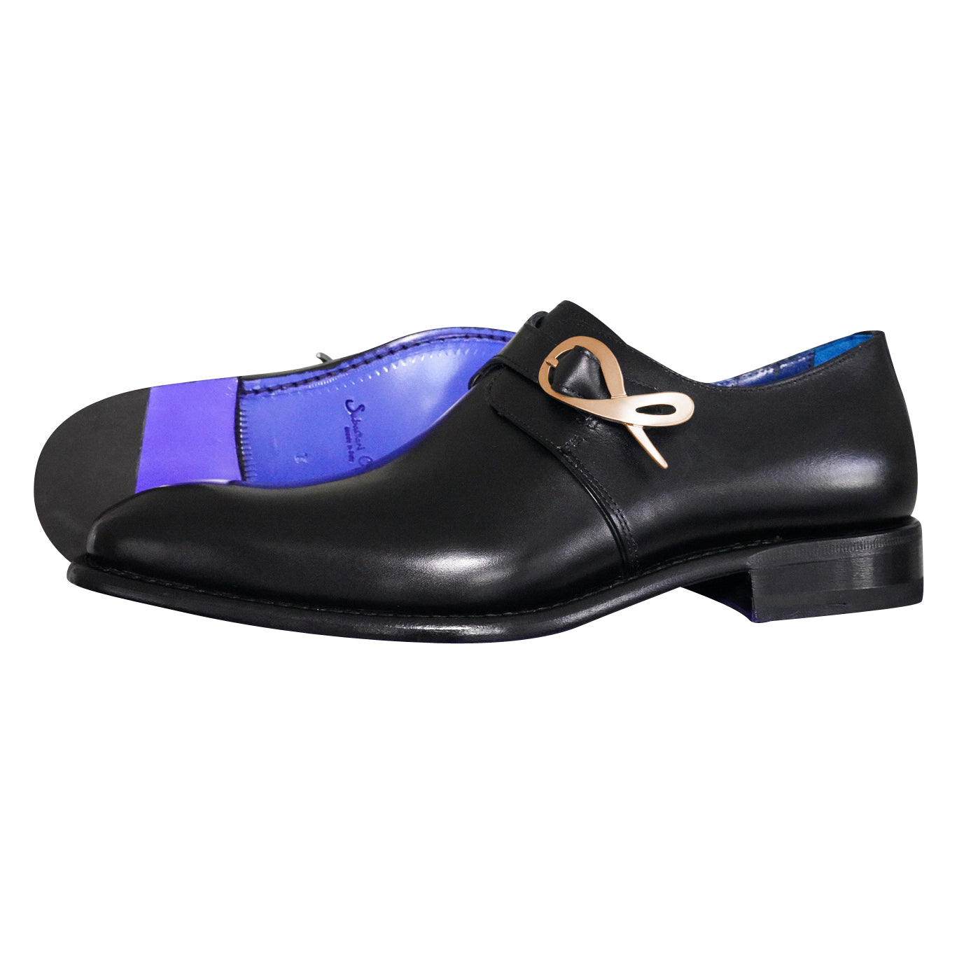 Nero Opal With Yellow Gold Hardware Monk Strap