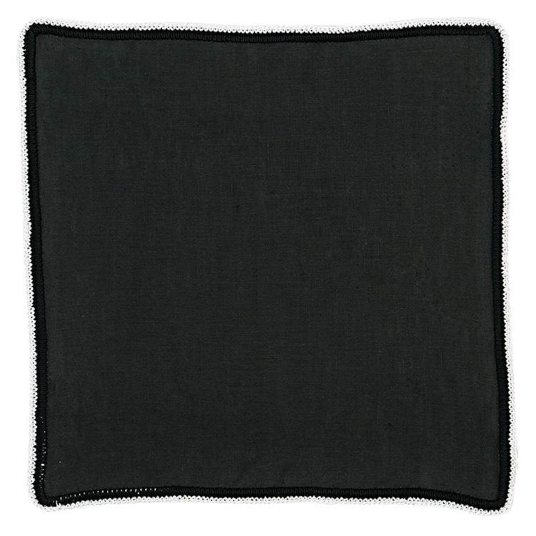 Black Raso With Snow Flake Signature Border - Sebastian Cruz Couture