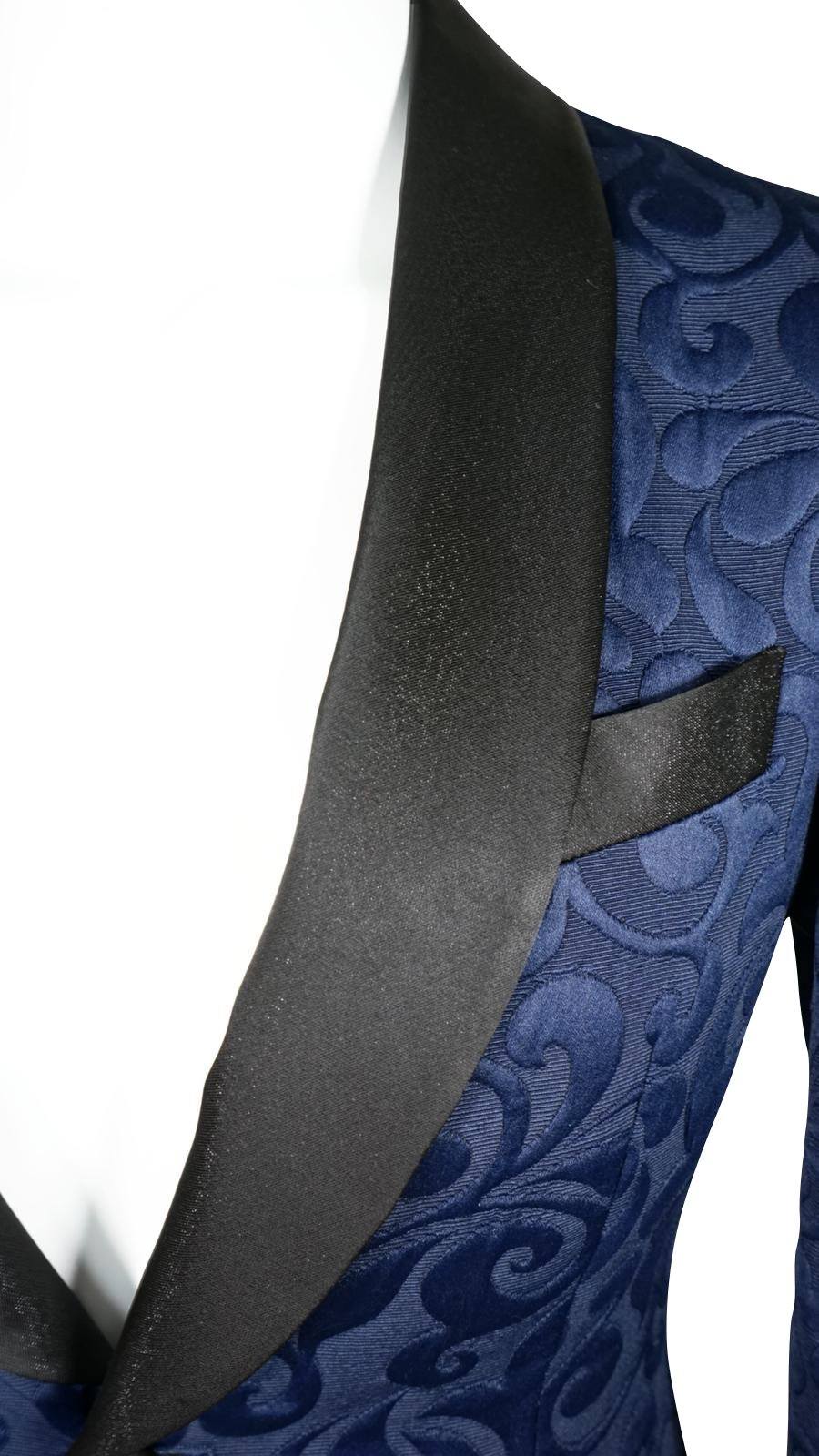 Navy Blue & Black Paisley Dinner Jacket @ The Vault
