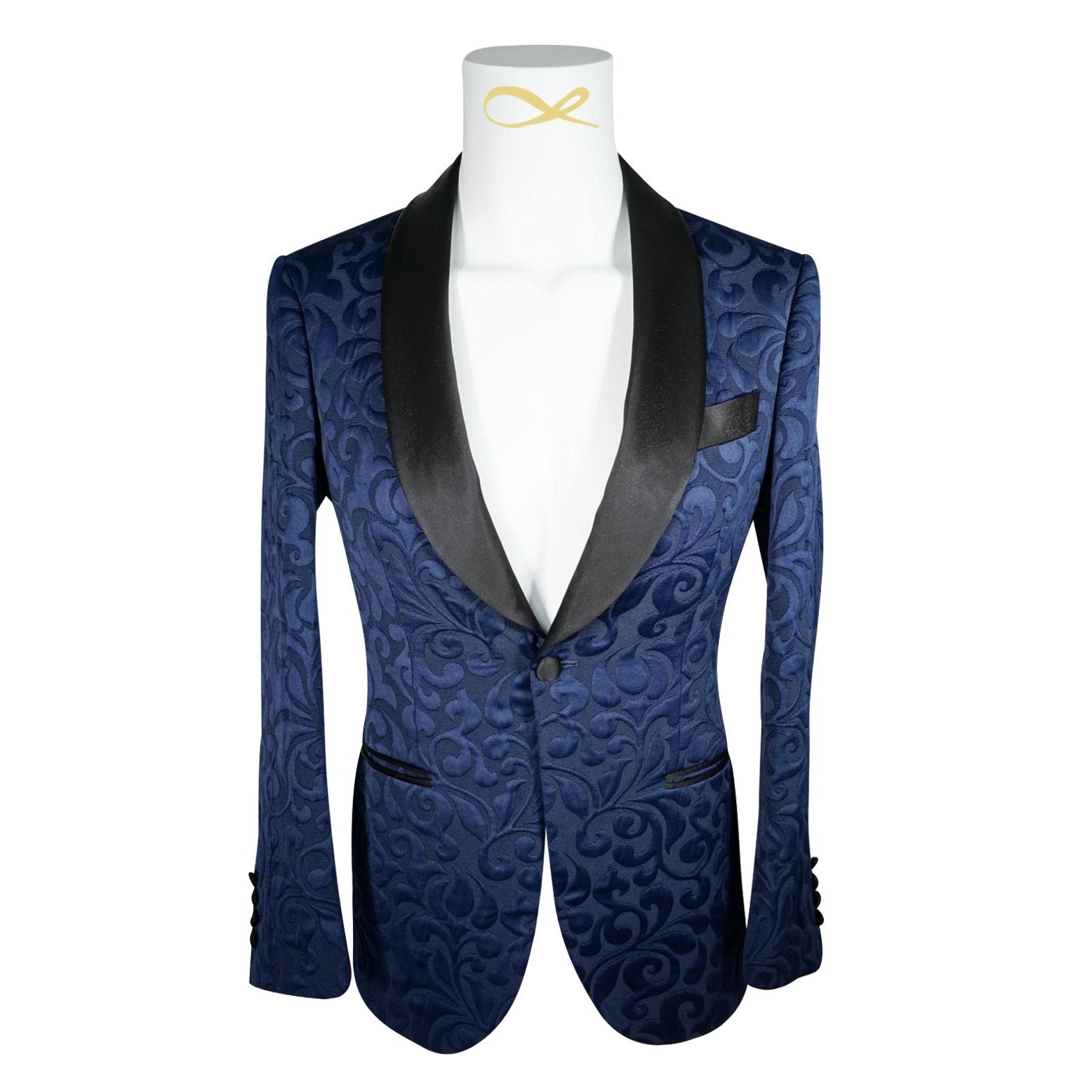 Navy Blue & Black Paisley Dinner Jacket @ The Vault