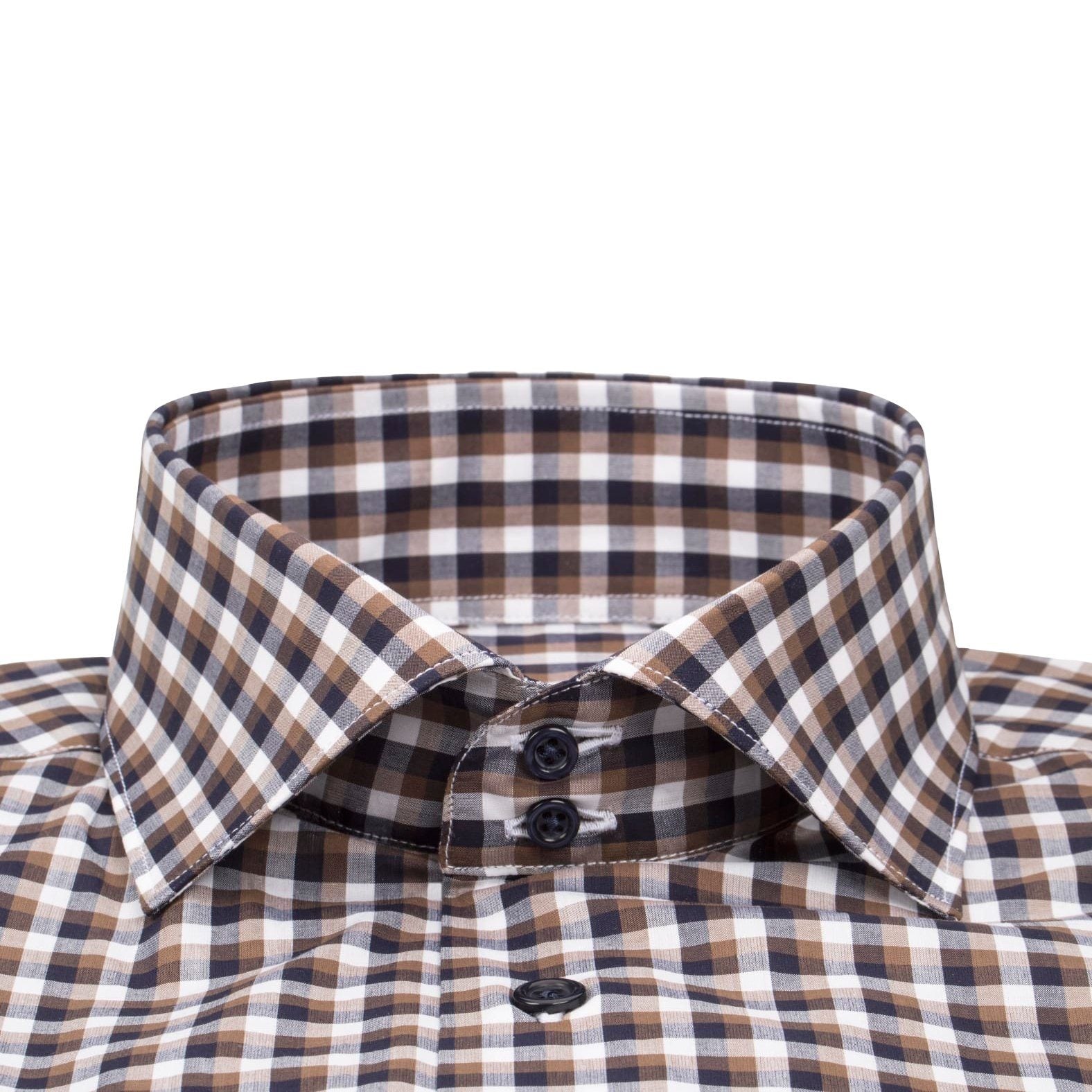 Navy Mocha Gingham Dress Shirt @ The Vault