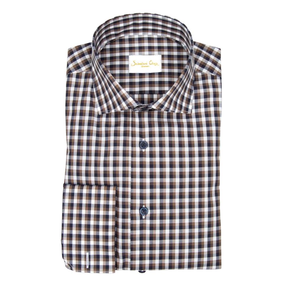 Navy Mocha Gingham Dress Shirt @ The Vault