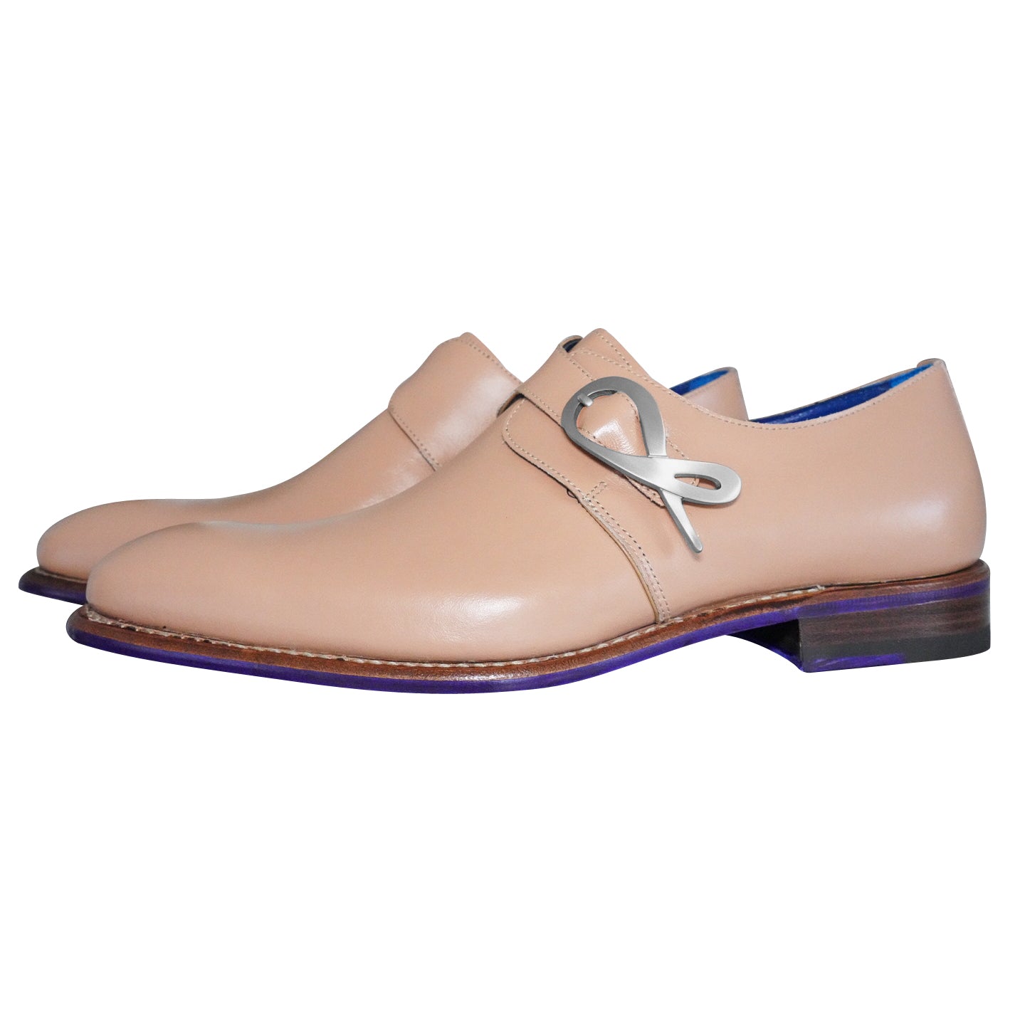 Latte With Silver Hardware Monk Strap