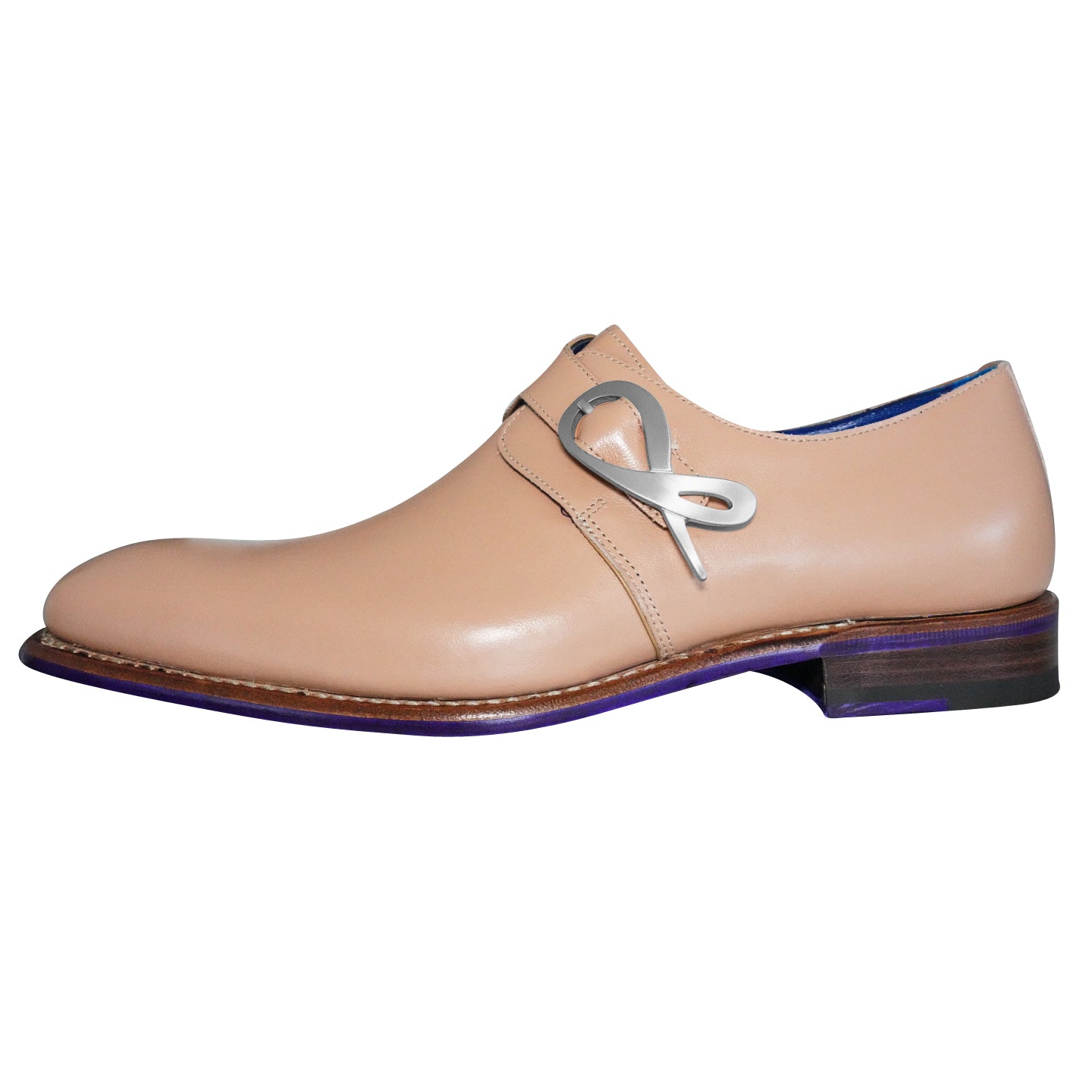 Latte With Silver Hardware Monk Strap