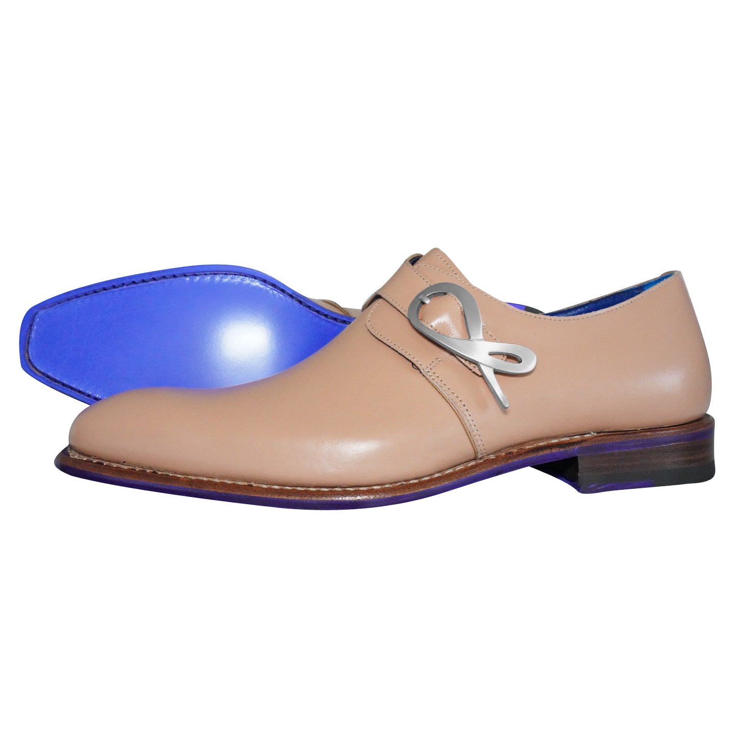 Latte With Silver Hardware Monk Strap