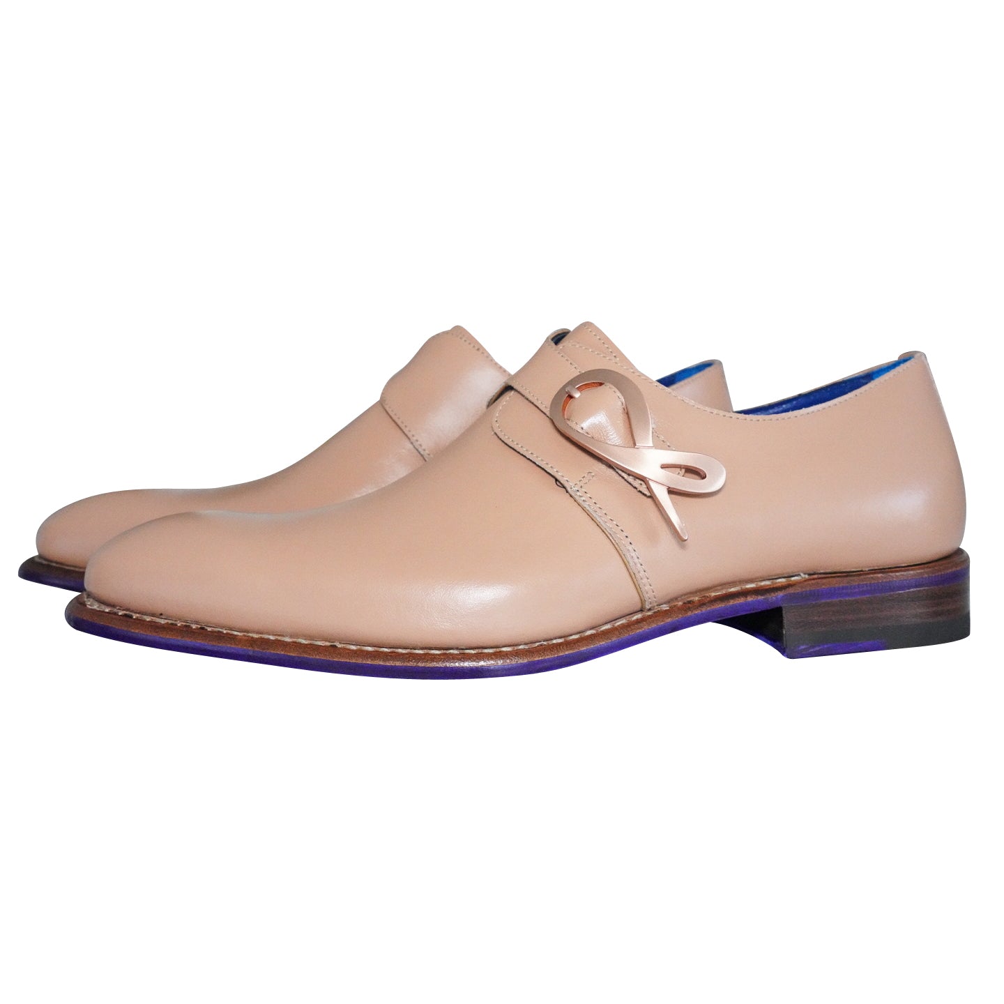 Latte With Rose Gold Hardware Monk Strap