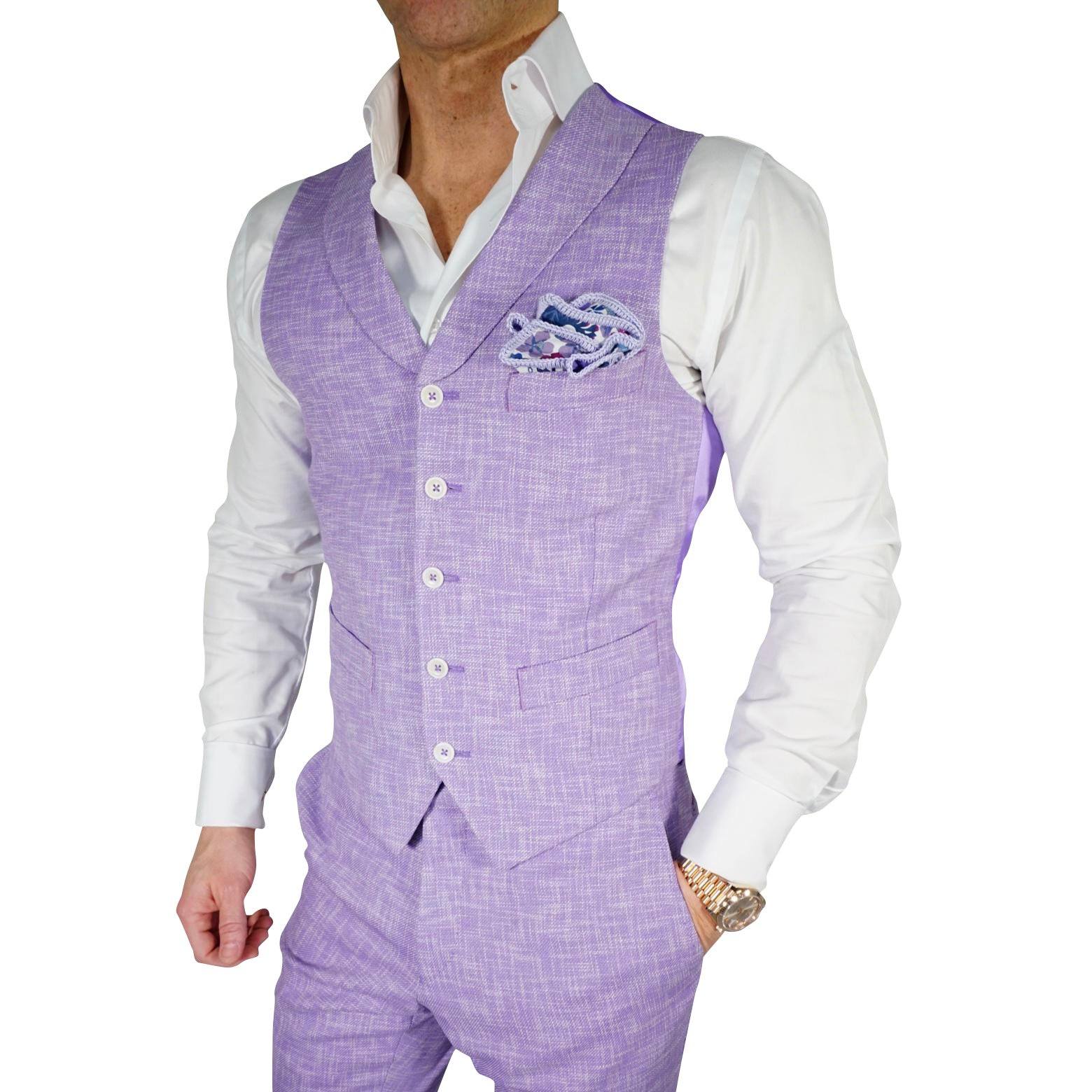Lavender Lino Tweed Ciottoli Waistcoat @ The Vault