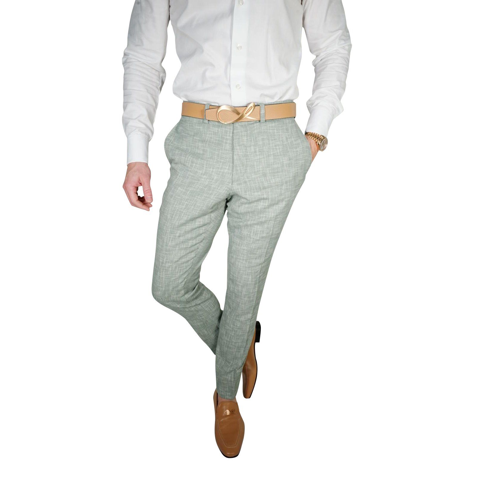 Mint Green Lino Tweed Trousers @ The Vault