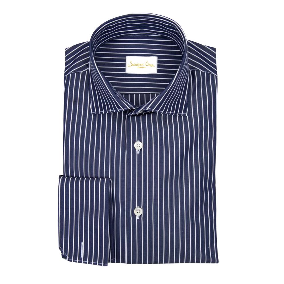 Navy Chalk Stripe Dress Shirt @ The Vault