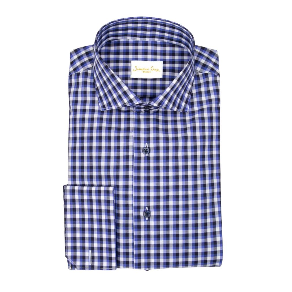 Navy Sapphire Gingham Dress Shirt