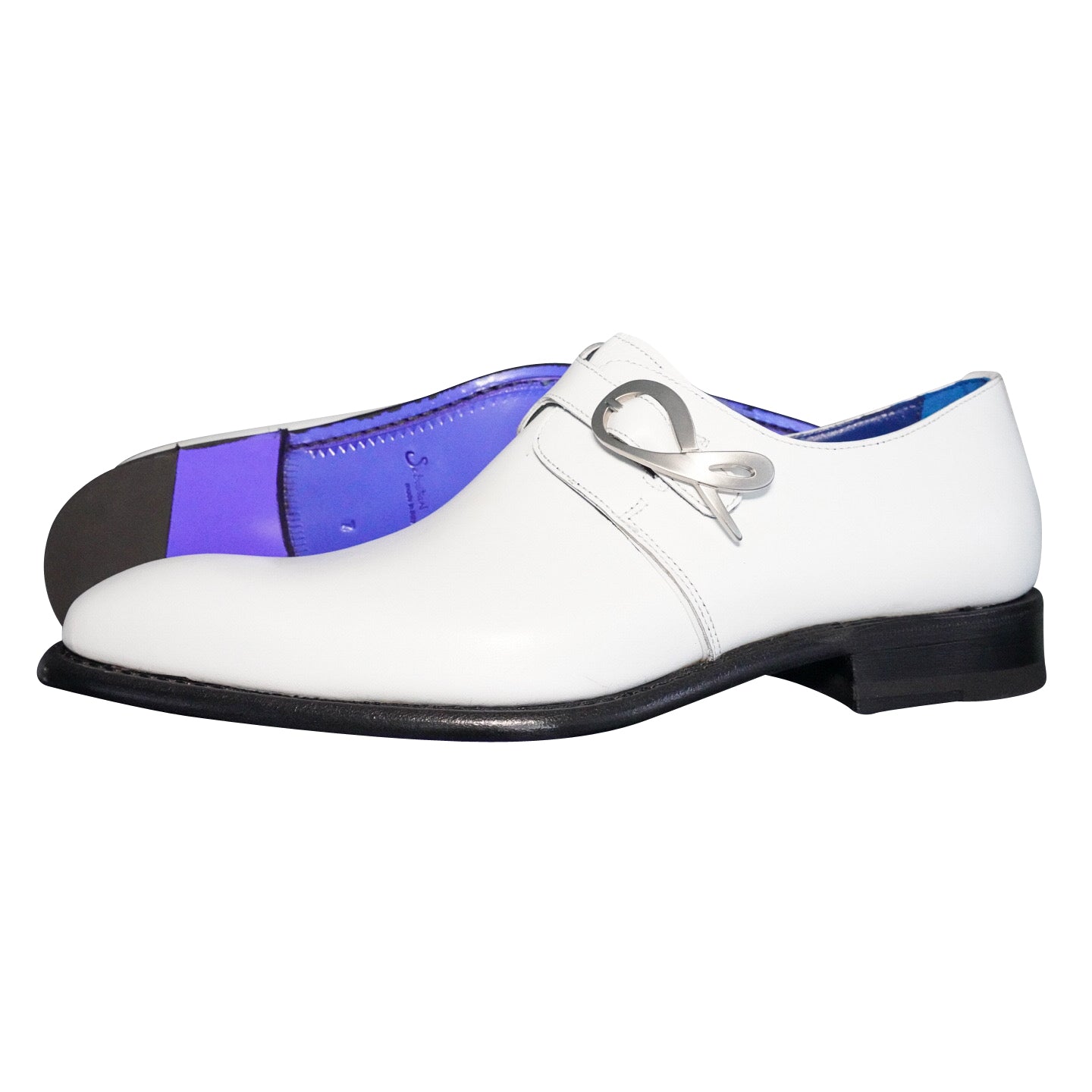 Bianco With Silver Hardware Monk Strap