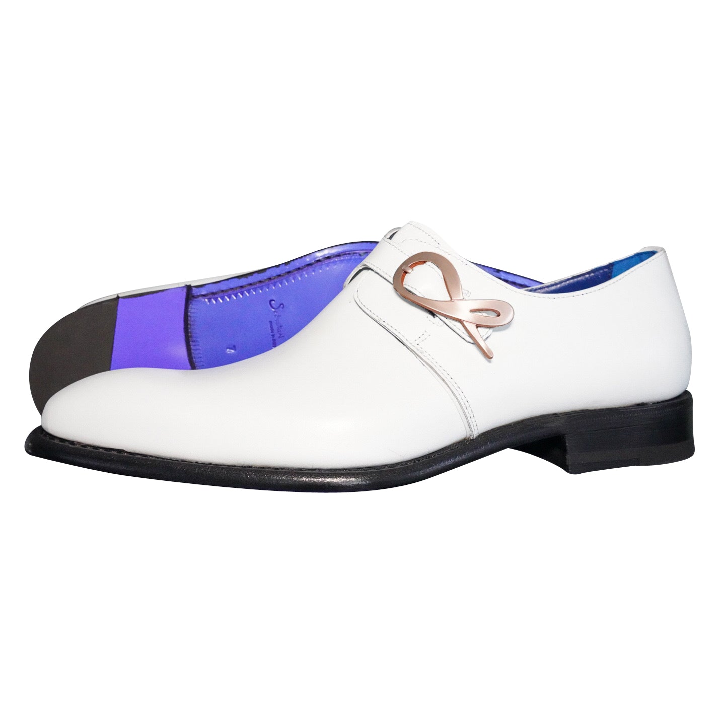 Bianco With Rose Gold Hardware Monk Strap