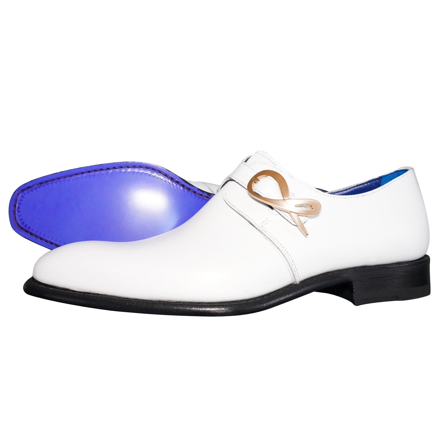 Bianco With Yellow Gold Hardware Monk Strap