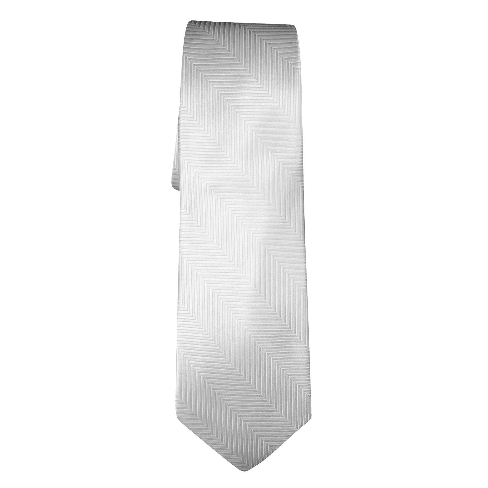 White Rhodium Spina Silk Necktie