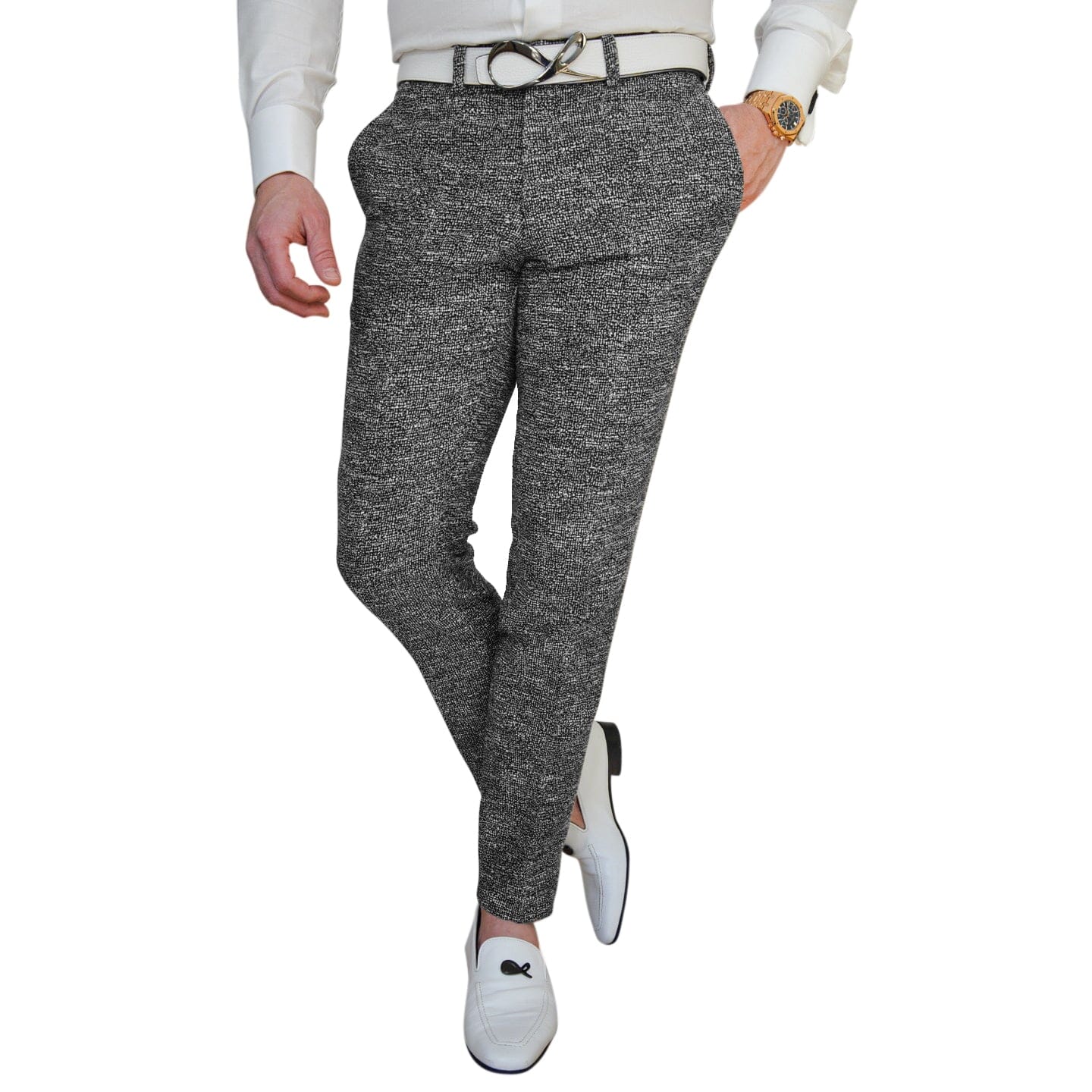 Carbon Grano Tweed Tweed Trousers