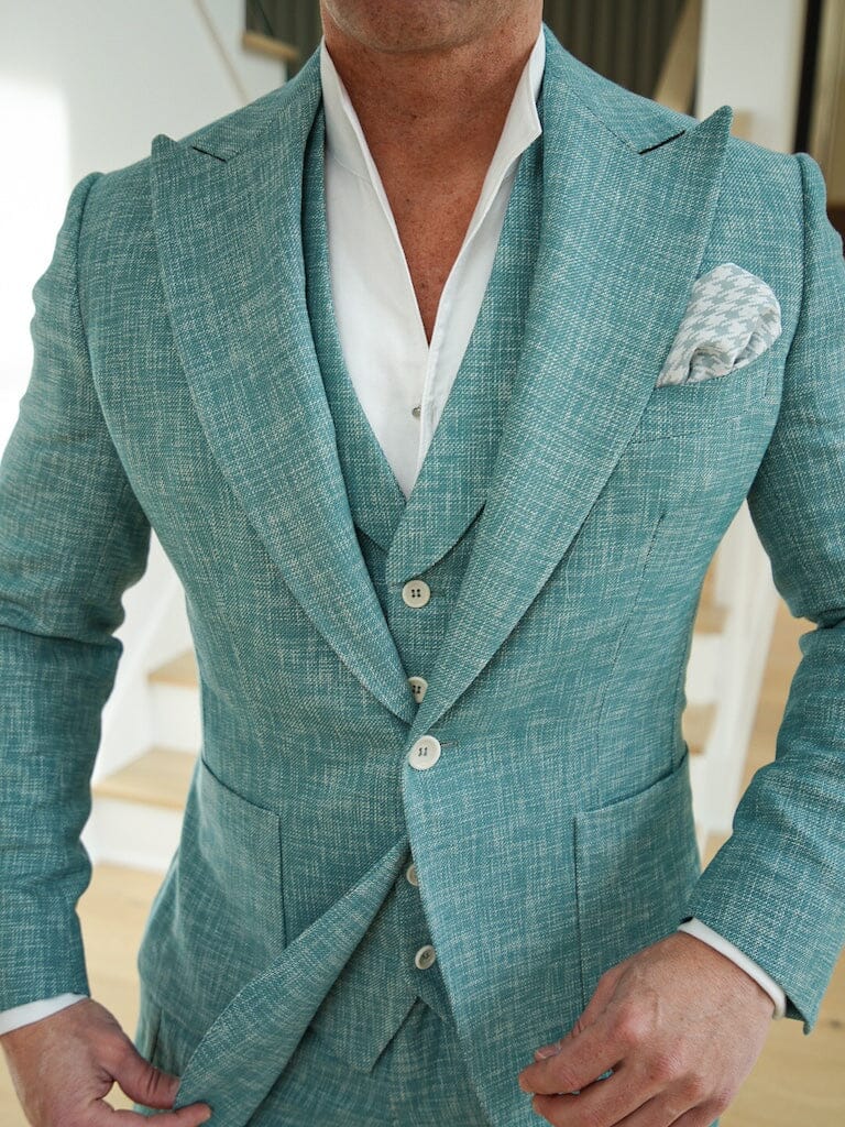 Aqua Lino Tweed Jacket